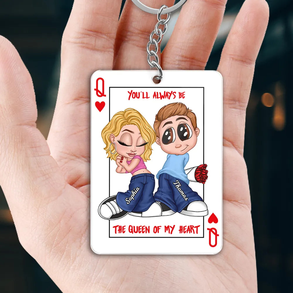 You're King/Queen Of My Heart Y2K Couple - Personalized Acrylic Keychain - Valentine's Day Gift, Anniversary Gift For Him, For Her