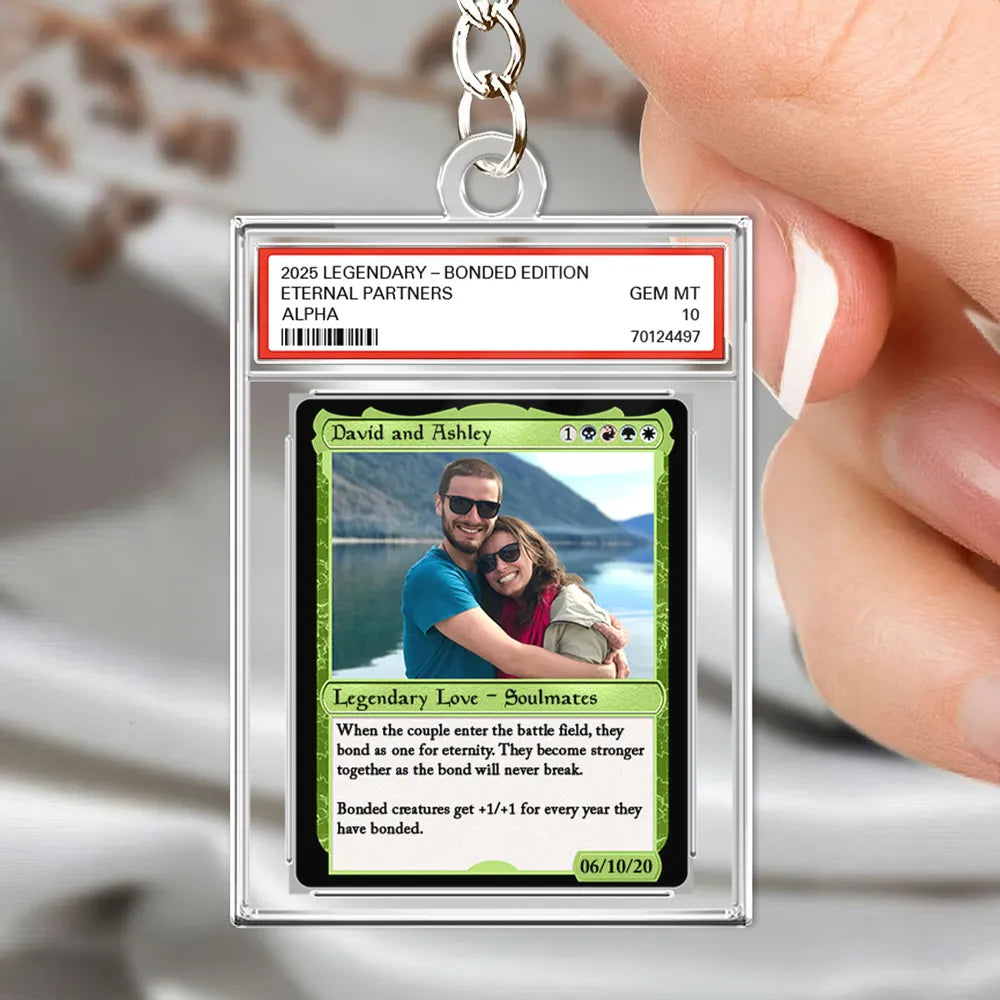 Custom Photo Fantasy Trading Card Style - Personalized Acrylic Keychain - Valentine's Day, Anniversary Gift For Him, For Her