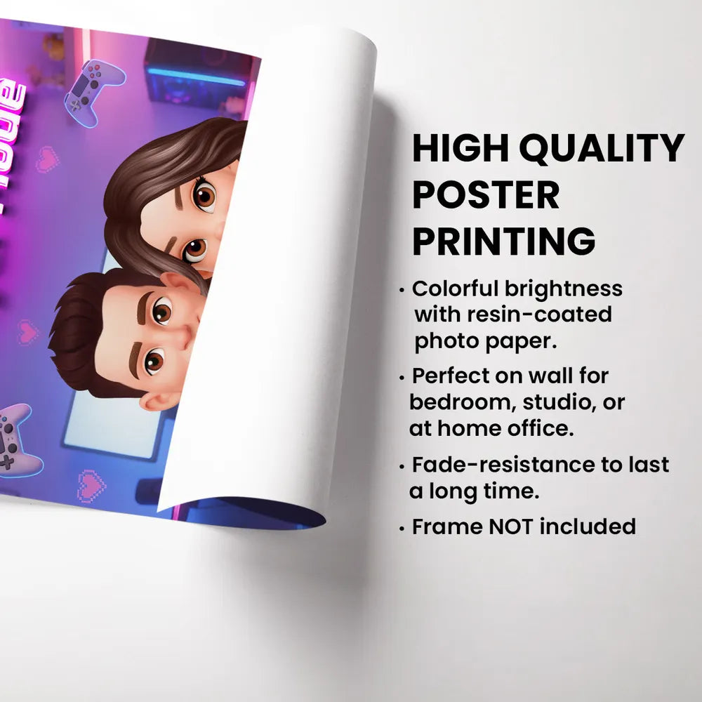 Forever In 2 Player Mode Gaming Couple - Personalized Poster - Heartfelt Valentine, Anniversary Gift For Gamers, For Him, For Her