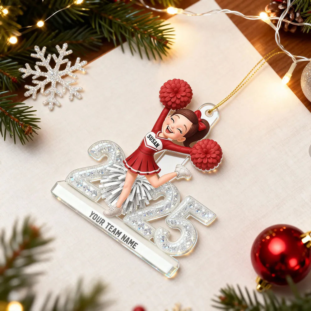 3D Shining Effect Christmas Cheerleader - Personalized Acrylic Ornament - Christmas Gift For Cheerleaders