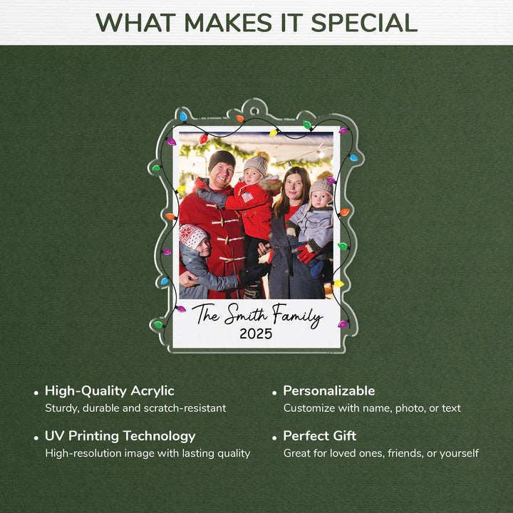 Personalised Acrylic Christmas Ornament for Family with Photo