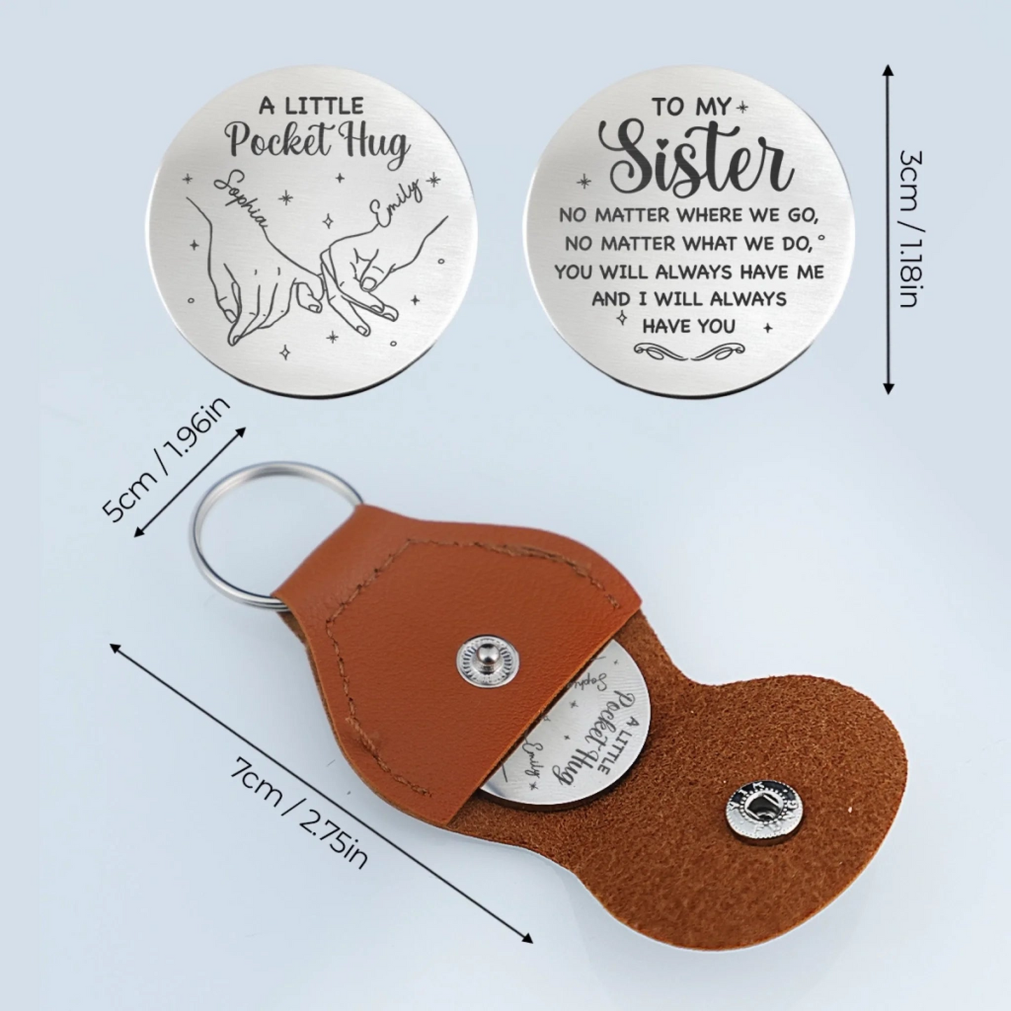 Custom Pocket Hug - Personalized Best Friend Birthday Gifts For Women, Besties, Sisters, BFF - Hand In Hand Through It All