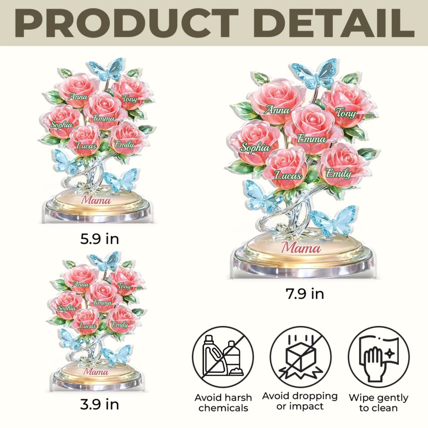 Custom Acrylic Plaque - Personalized Mother's Day Birthday Gifts For Mom, Grandma - A Family Bouquet, Forever Fresh