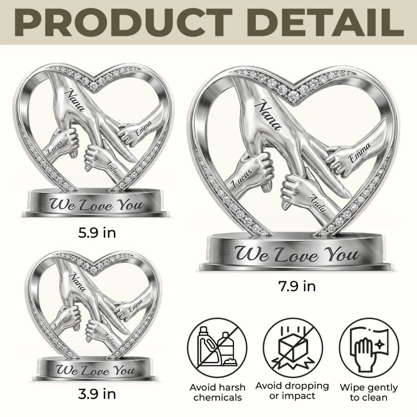 Custom Acrylic Plaque - Personalized Mother's Day Birthday Gifts For Mom, Grandma - Hands That Promise Forever