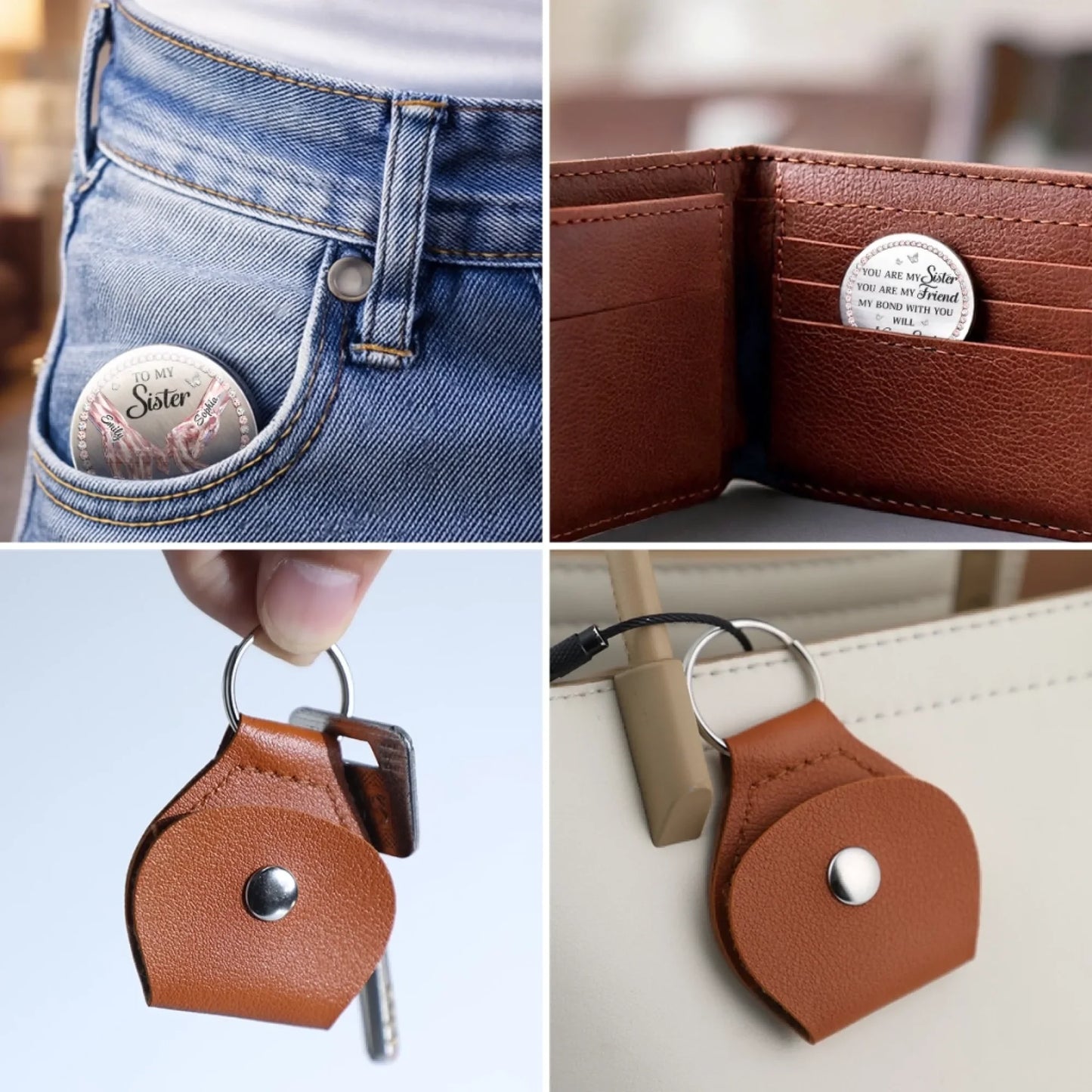 Custom Pocket Hug - Personalized Best Friend Birthday Gifts For Women, Besties, Sisters, BFF - Sisters Always Stand Together