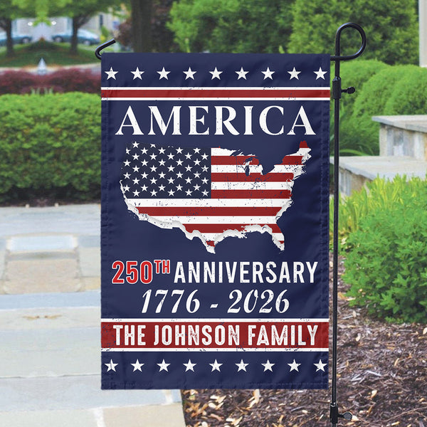 Personalized Family Name America 250th Anniversary Garden Flag