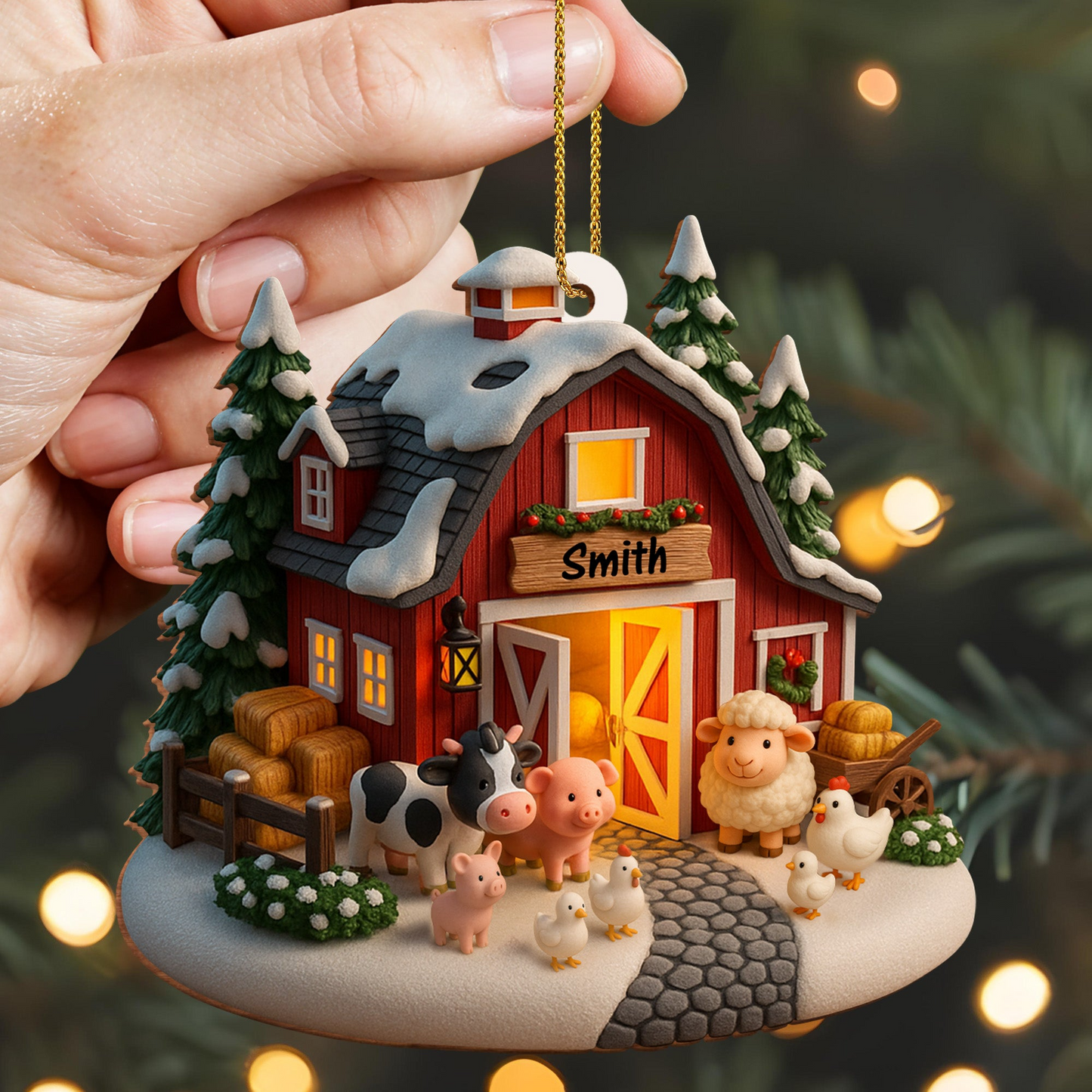 Create Your Own Winter Farmhouse Scene, Custom Wood Ornament, Gift For Family and Farm Lovers