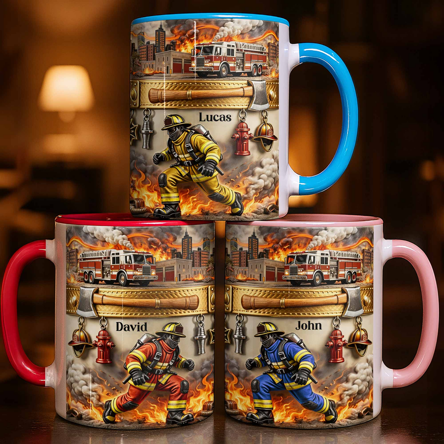 Honor Your Courage And Dedication My Hero, Custom Accent Mug, Gift For Firefighters