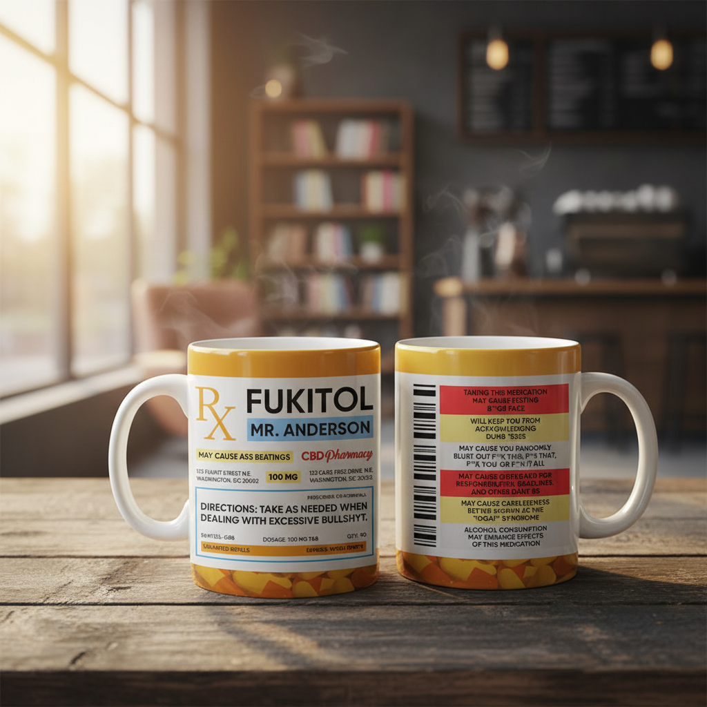Funny Fukitol Rx Prescription - Personalized White Edge-to-Edge Mug