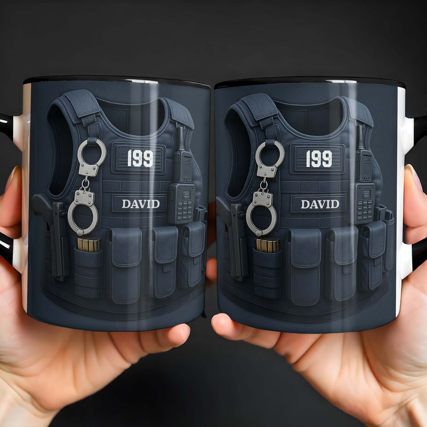 To My Hero, Police Vest and Tactical Gear Design, Custom Accent Mug, Gift For Law Enforcement Officers