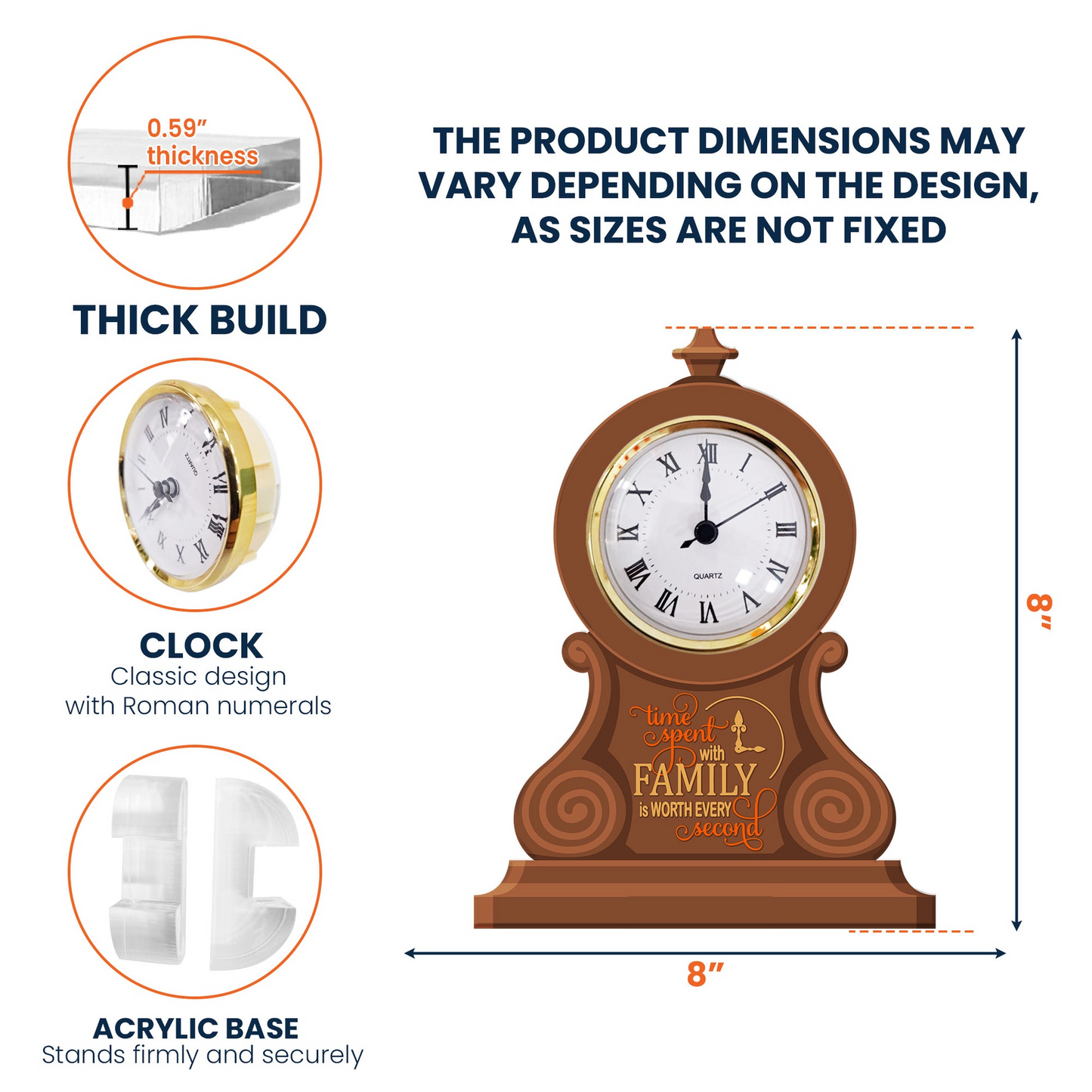 USA 250th Anniversary - Personalized Acrylic Desk Clock