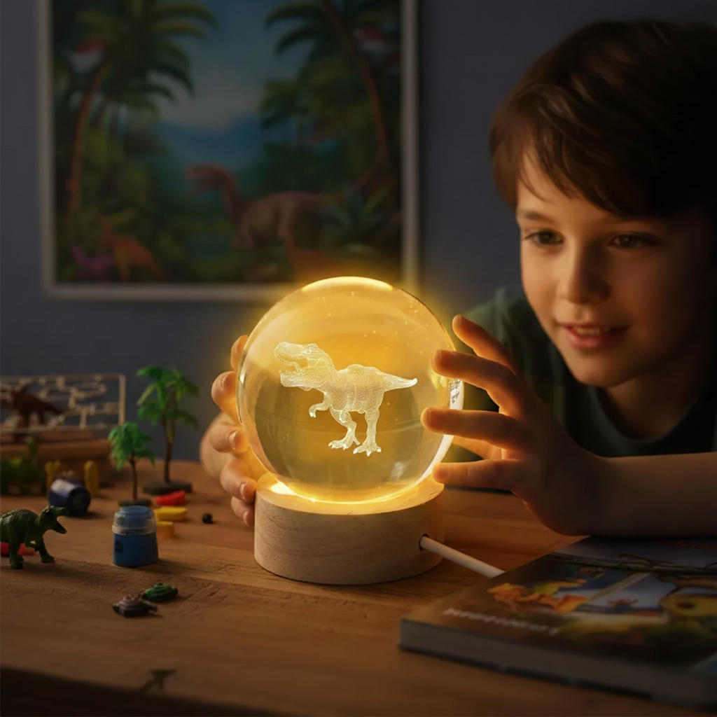 Boy Man Hobby Illusion Art - Personalized Crystal Ball LED Night Light - Gift For Him, Gift For Son, Boyfriend, Husband