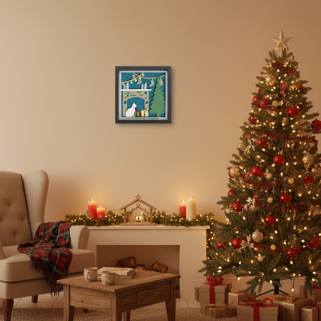 3D Layered Christmas Scene Papercut Framed Picture - Perfect Holiday Home Décor & Family Gift