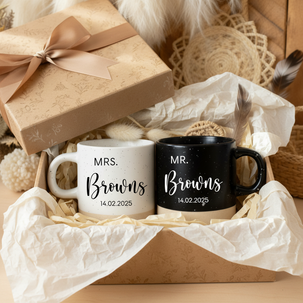Custom Mr & Mrs Couple Name Mug - Personalized Elegant Gift for Couples