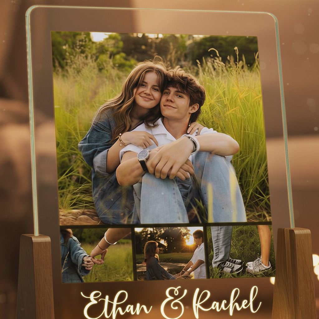 Personalized Photo LED Night Light - Anniversary Custom Gift For Family, Couples