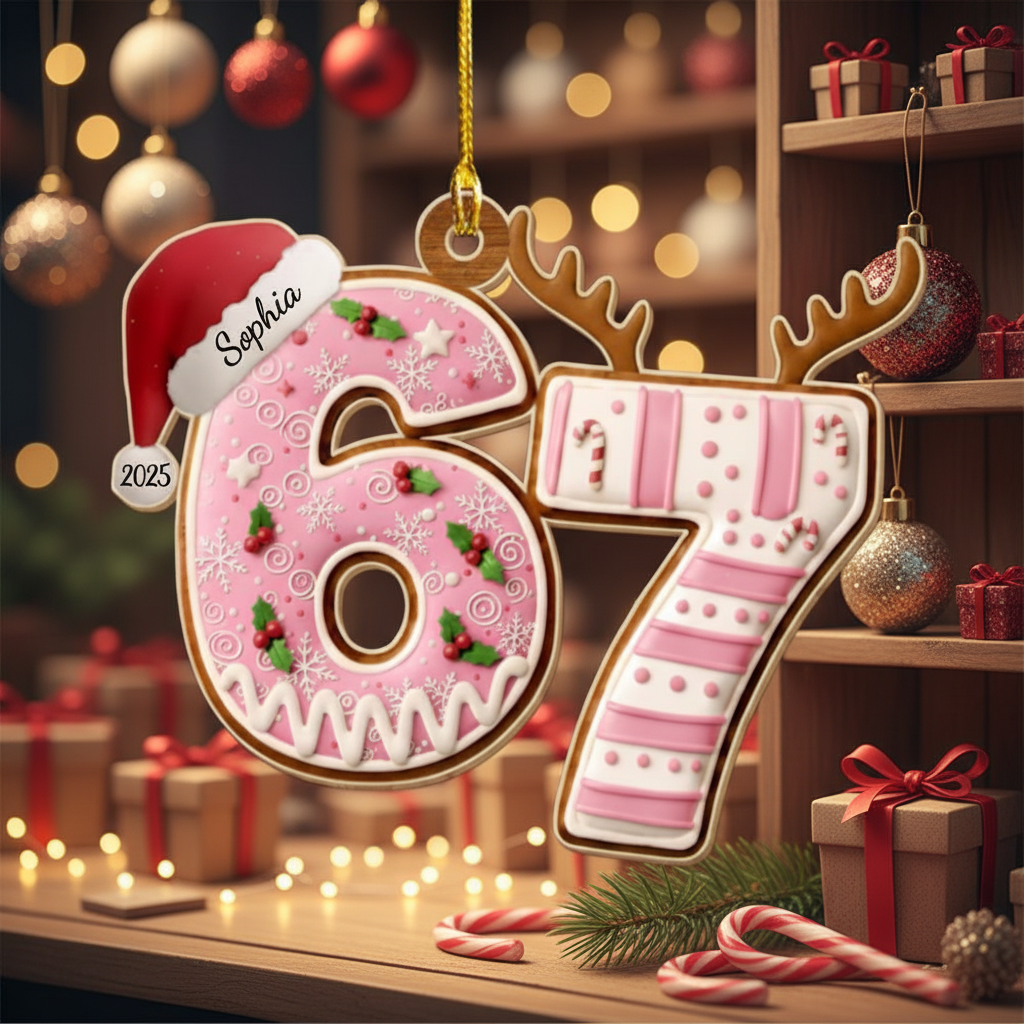 Personalized Gift – Custom Year Number Ornament 2025, The Year Of 67 Christmas Ornament, Funny Gen Z Ornament, Personalized Name Acrylic