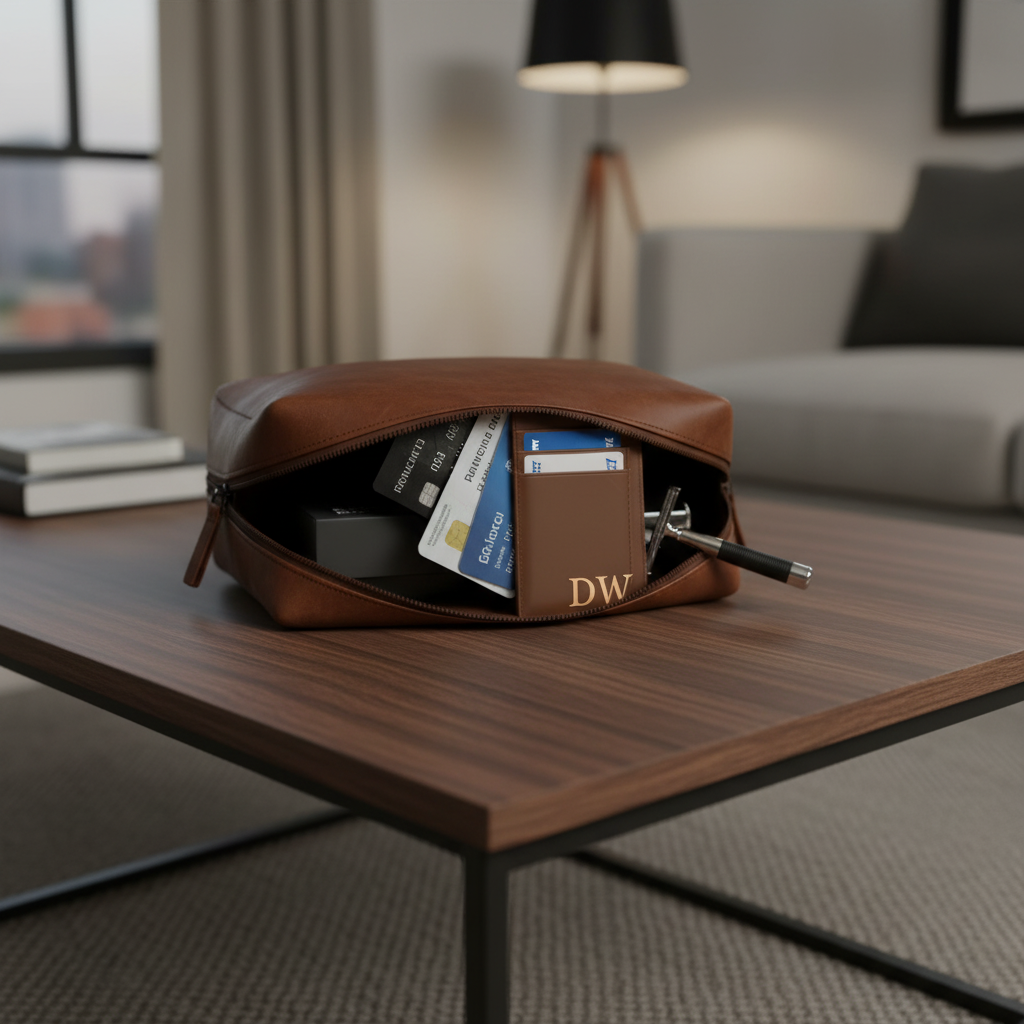 Personalized Card Holder With Laser Engraved Initial Text Logo - Premium Personalized Gift For Dad, Husband