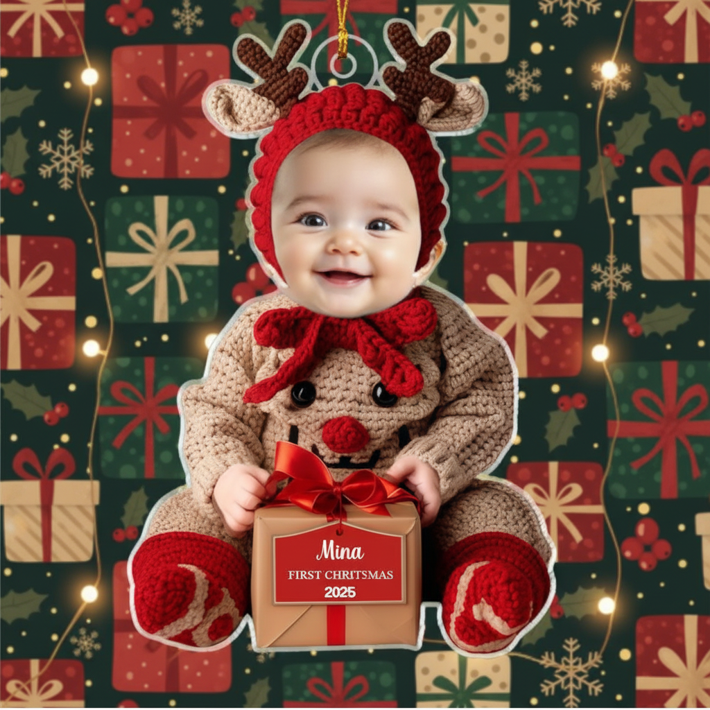 Personalized Baby Photo Ornament First Christmas Acrylic Ornament