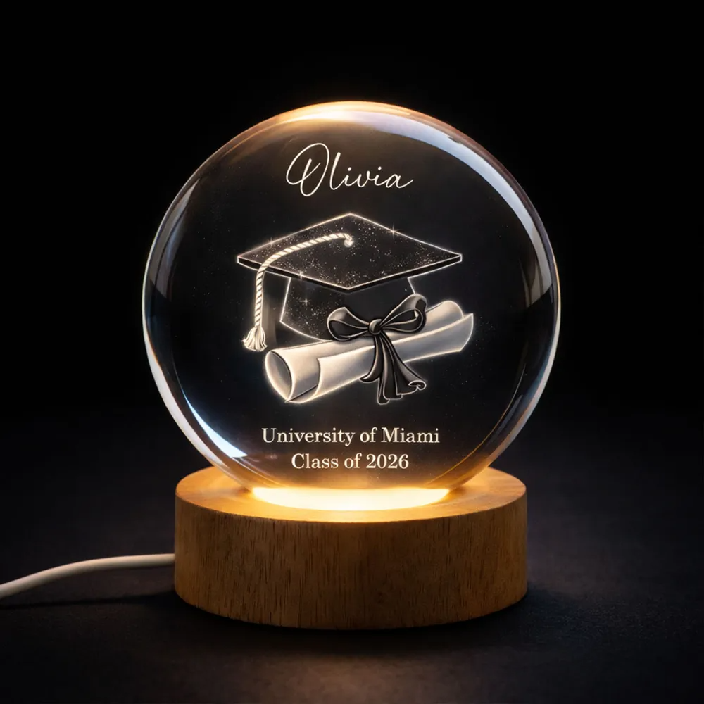 Class Of 2026 3D Effect Senior - Personalized Crystal Ball LED Night Light - Graduation Gift For Seniors, Daughter, Son, Grandkids