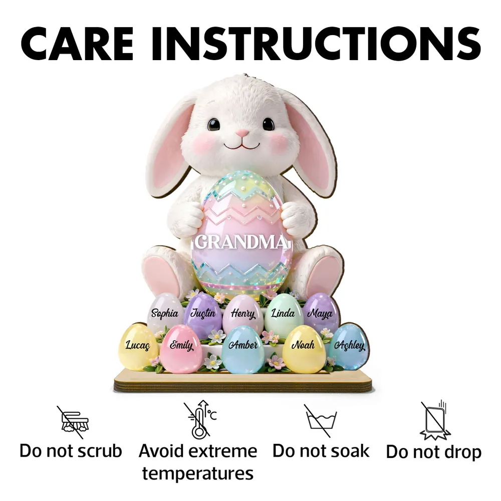 Bunny Grandma Easter - Personalized 2-Layered Wooden Plaque - Easter Decor for Grandma