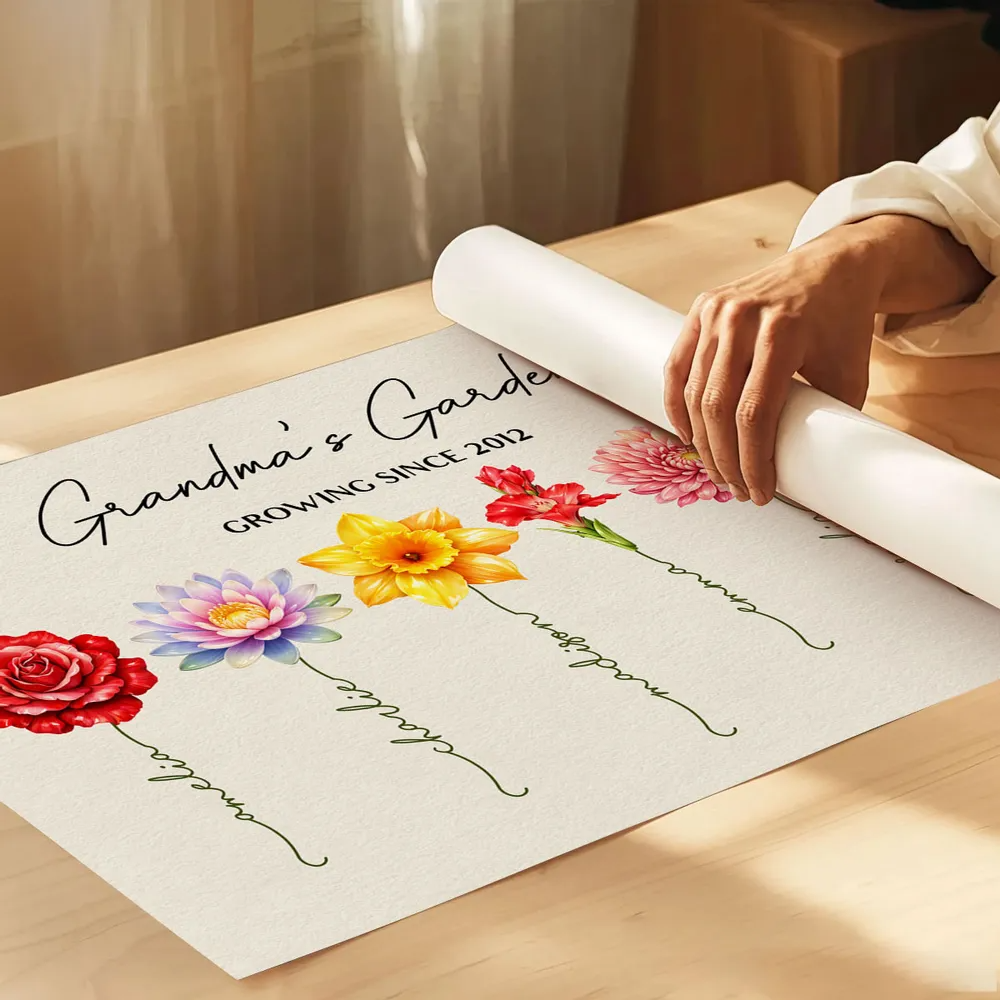 Grandma Garden Custom Birth Month Flower - Personalized Poster - Sentimental Gift for Grandma