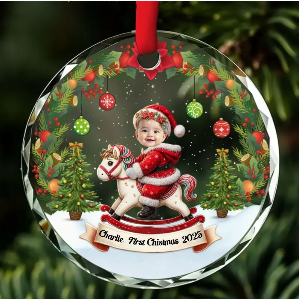 First Christmas Of Baby - Personalized Custom Glass Ornament