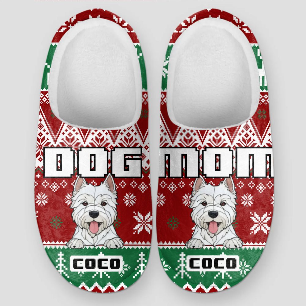 Dog Mom Christmas Slippers – Personalized with Your Dogs