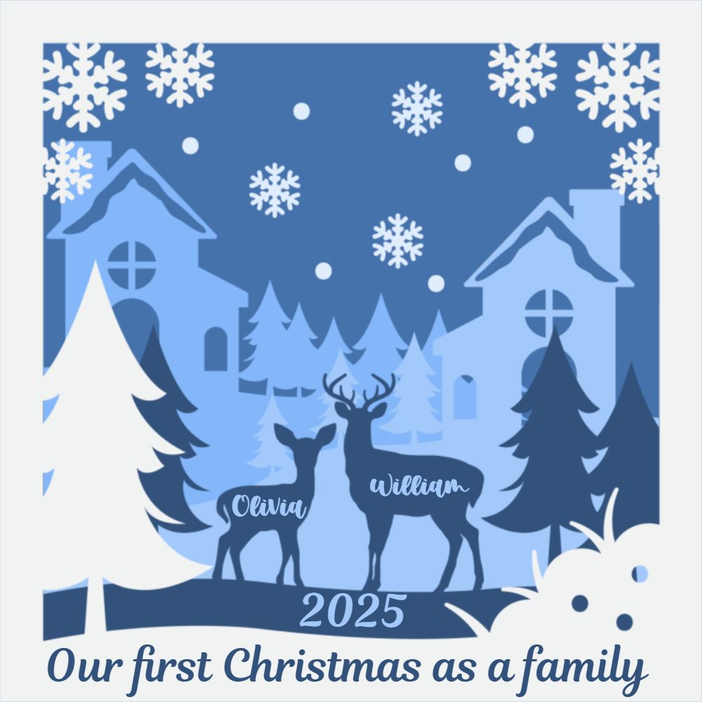 3D Layered Deer and Winter Forest Papercut Framed Picture - Perfect Christmas Home Décor & Family Gift