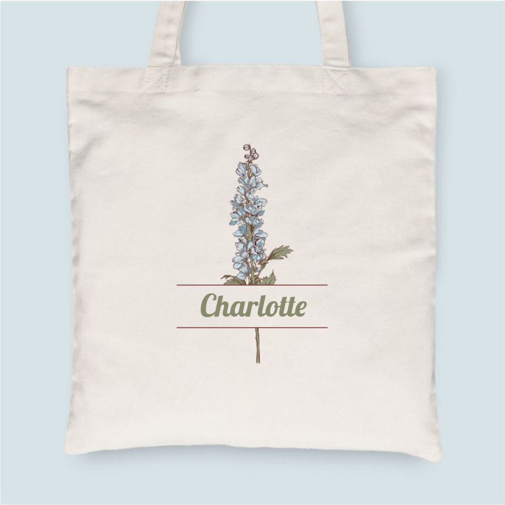 Personalized Birth Month Flower Personalized Tote Bag