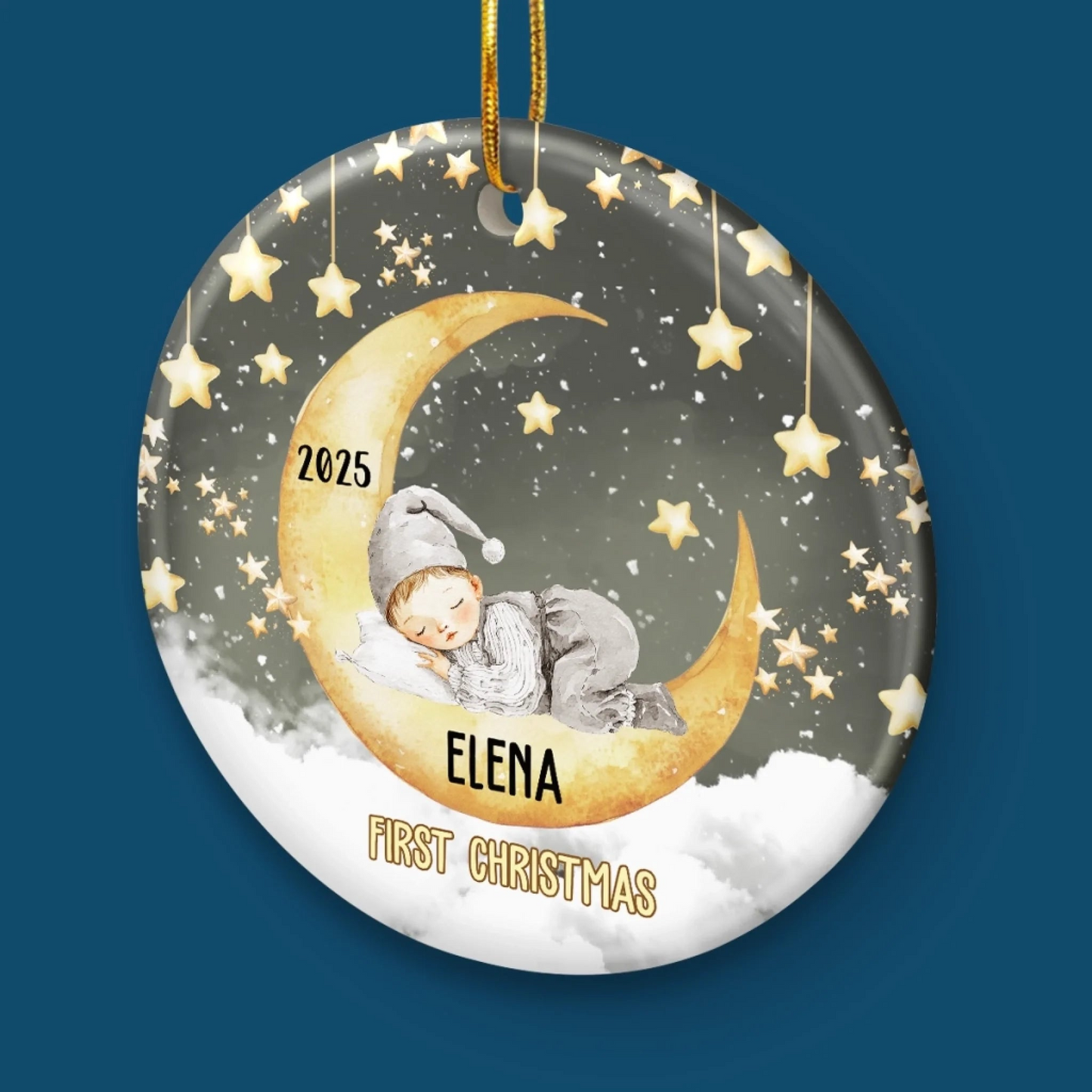 Custom Baby First Christmas Ceramic Ornament - Personalized Christmas Baby Shower, Gender Reveal Gifts For New Moms, New Dads, New Parents - Official Christmas Cutie