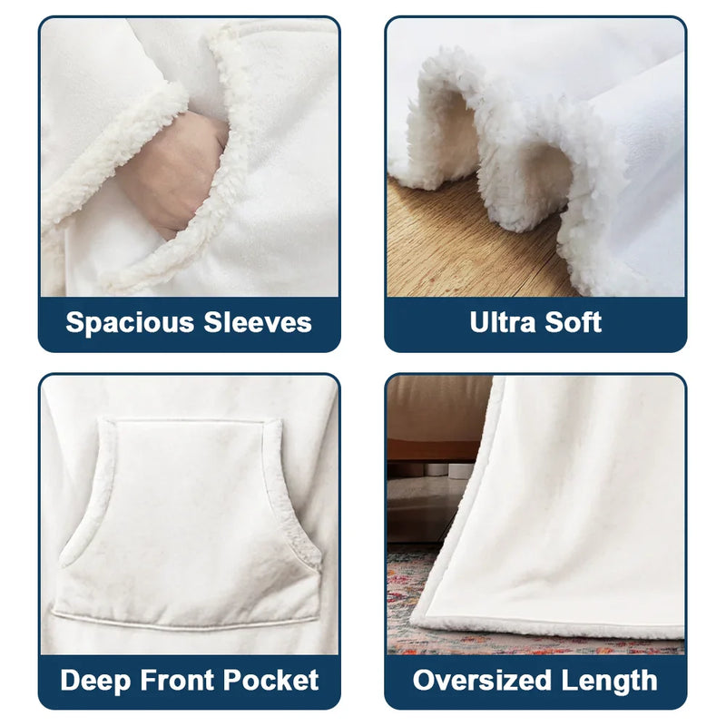 This Grandpa Dad Belongs To Kids Pet - Personalized Wearable Blanket With Sleeves