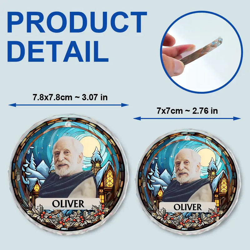 Custom Photo Christmas Memorial Family Dog Cat - Personalized Circle Glass Ornament