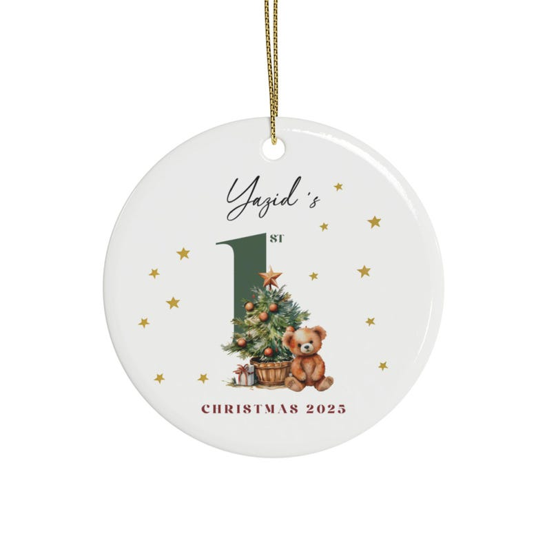Baby's First Christmas Ceramic Ornament, Custom Newborn Gift