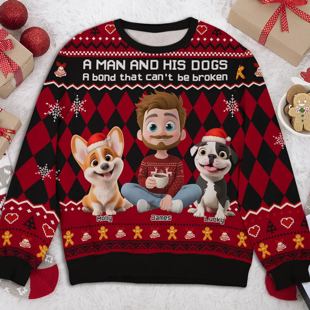 Just A Man Who Loves His Dog Christmas - Personalized Custom All-Over-Print Sweatshirt