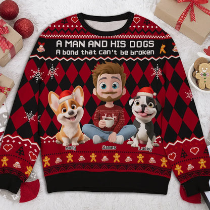 Just A Man Who Loves His Dog Christmas - Personalized Custom All-Over-Print Sweatshirt
