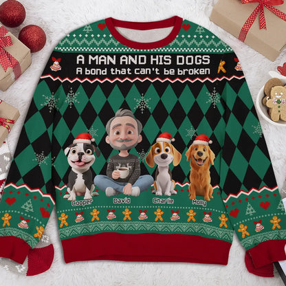 Just A Man Who Loves His Dog Christmas - Personalized Custom All-Over-Print Sweatshirt