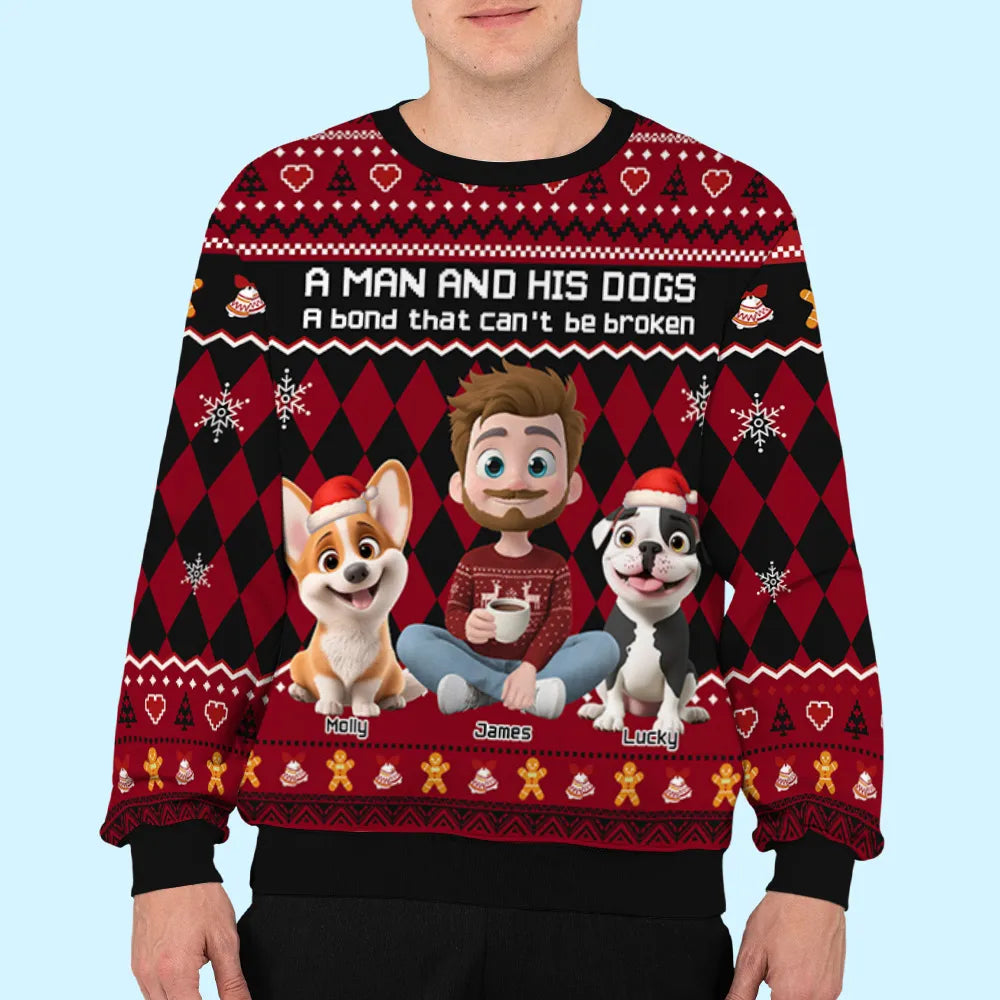 Just A Man Who Loves His Dog Christmas - Personalized Custom All-Over-Print Sweatshirt