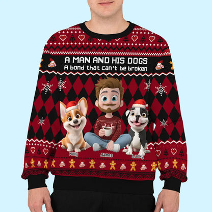 Just A Man Who Loves His Dog Christmas - Personalized Custom All-Over-Print Sweatshirt