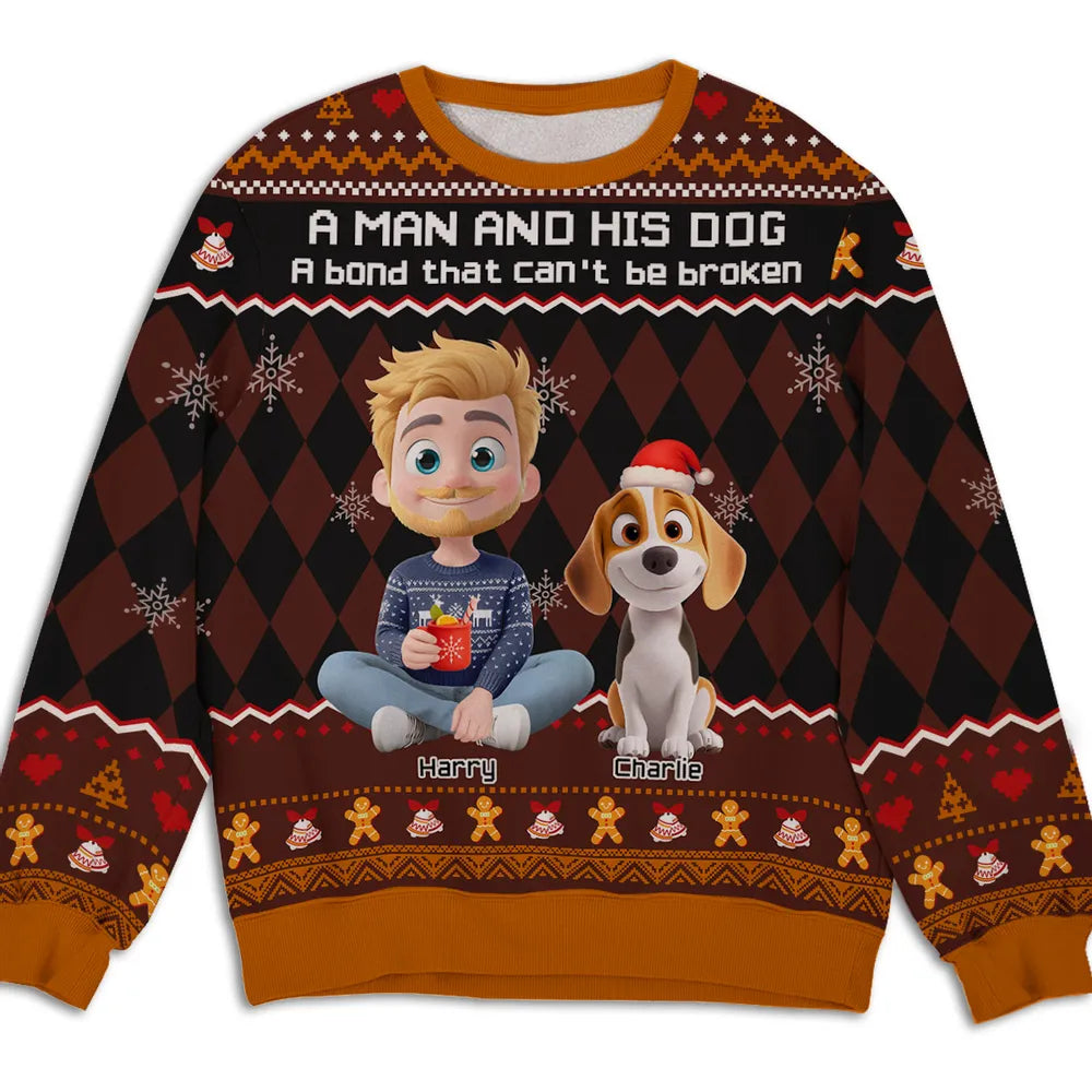 Just A Man Who Loves His Dog Christmas - Personalized Custom All-Over-Print Sweatshirt