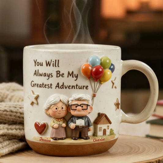 You Will Always Be My Greatest Adventure - Personalized Couple Printed Pottery Mug