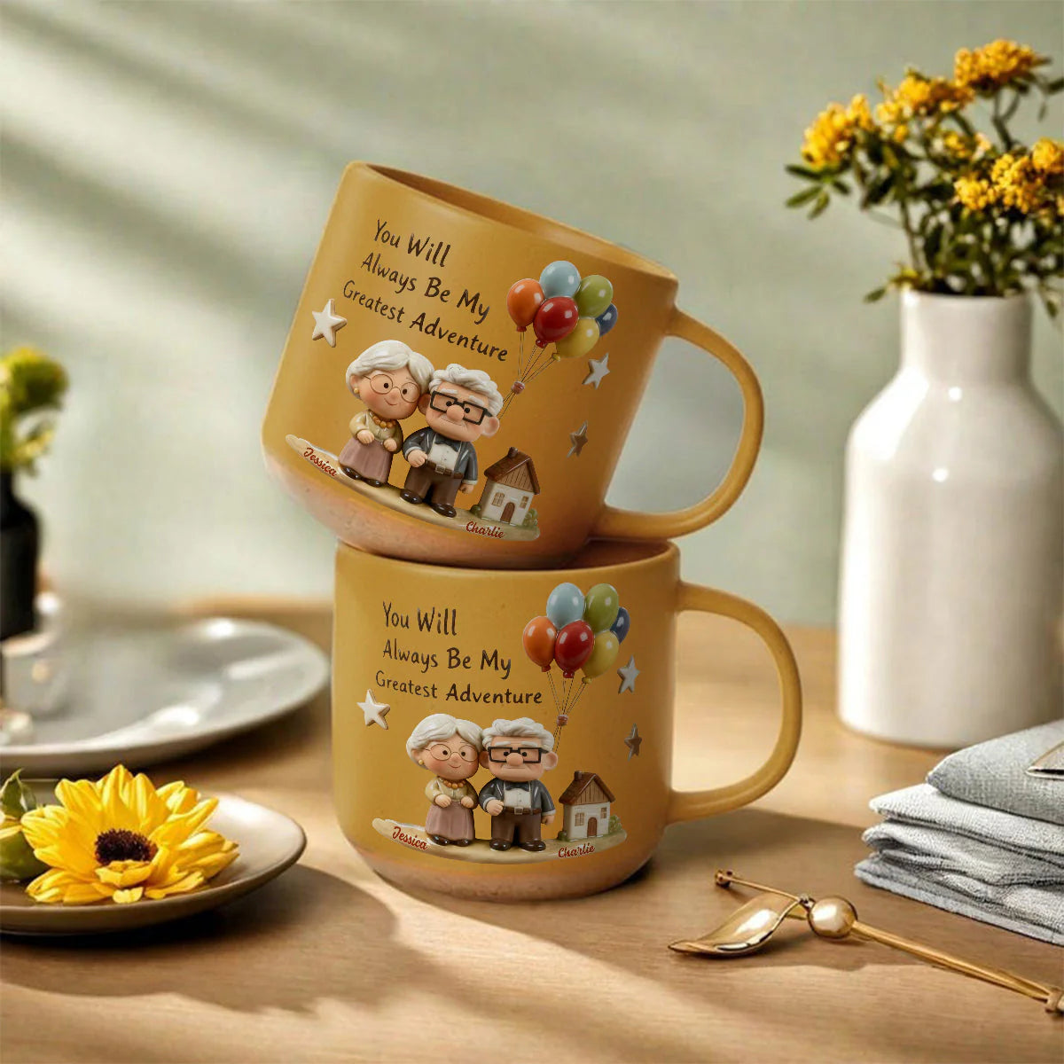 You Will Always Be My Greatest Adventure - Personalized Couple Printed Pottery Mug