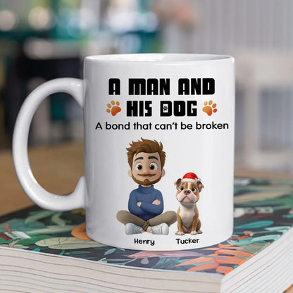 Human And Their Dog Cartoon Christmas Ver White - Personalized Custom Coffee Mug
