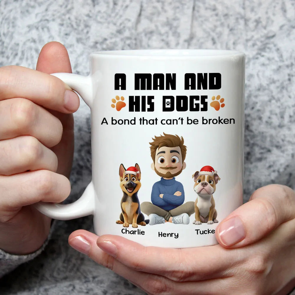 Human And Their Dog Cartoon Christmas Ver White - Personalized Custom Coffee Mug