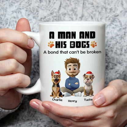 Human And Their Dog Cartoon Christmas Ver White - Personalized Custom Coffee Mug