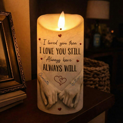 Custom LED Candle - Personalized Anniversary Wedding Gifts For Husband And Wife, Him And Her - Love Feels Safe With You