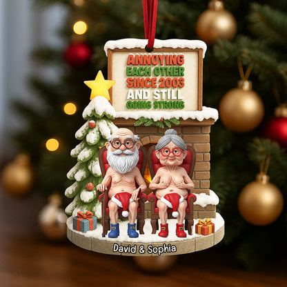 Naughty Old Couple Christmas Ornament - Personalized Gifts For Couple