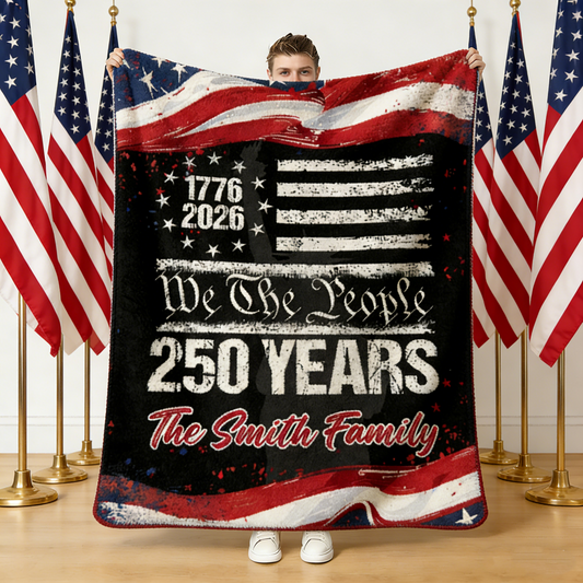 250 Years USA 250th Birthday 1776-2026 Personalized Blanket Gift for Family