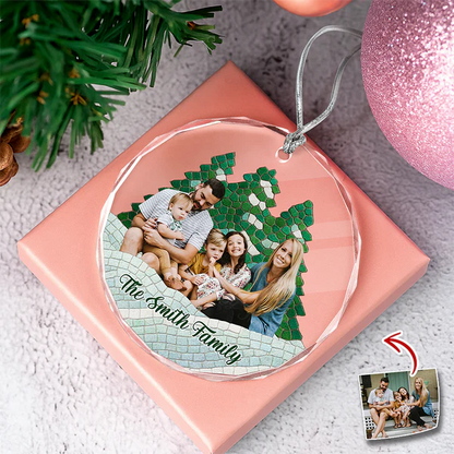Custom Photo Family Mosaic Style Glass Ornament Christmas Gift