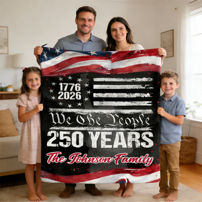 250 Years USA 250th Birthday 1776-2026 Personalized Blanket Gift for Family