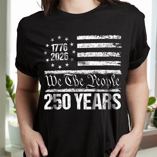250 Years USA 250th Birthday 1776-2026 Eagle Flag Dark Basic Tee